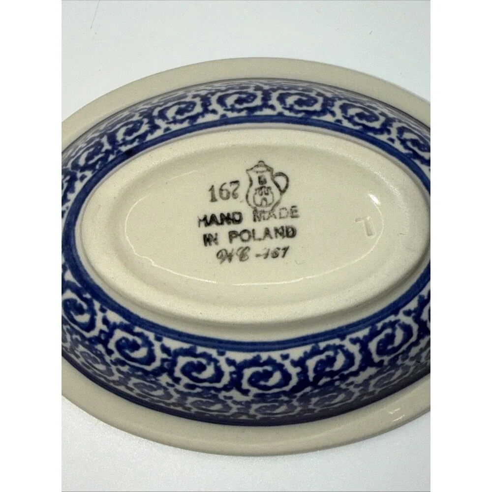 Boleslawiec Polish Pottery Handmade Soap Dish With Ridges